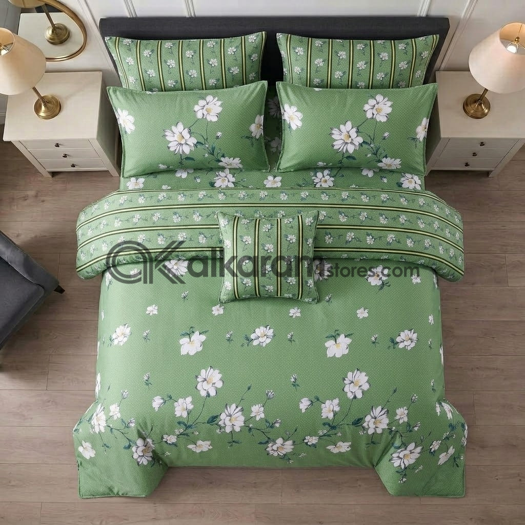 7pc Cotton Comforter Set SeeGreen Flower