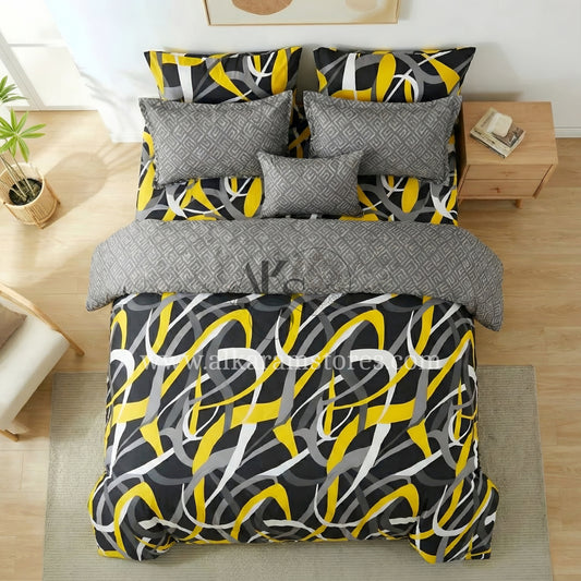7pc Cotton Comforter Set Yelgrey Zigzag