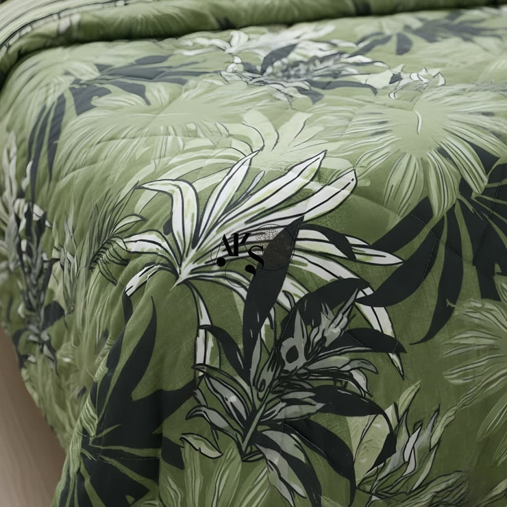 7pc Cotton Comforter Set Green Forest