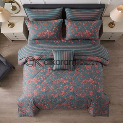 7pc Cotton Comforter Set Red Cherry