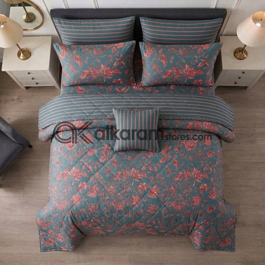 7pc Cotton Comforter Set Red Cherry