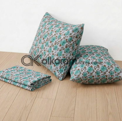 Pure Cotton 3pc Bedsheet Mint Rose