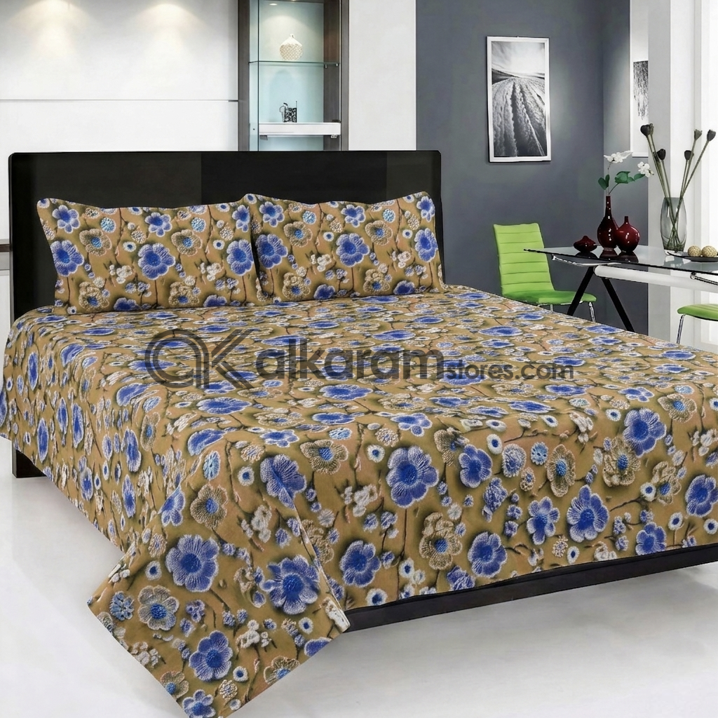 Pure Cotton 3pc Bedsheet Golden Aster