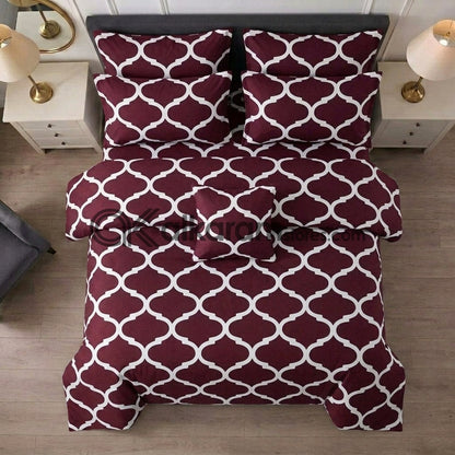 7pc Cotton Comforter Set Red Moroccan