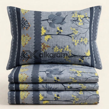Crystal Cotton 3pc Bedsheet Grey Blossom
