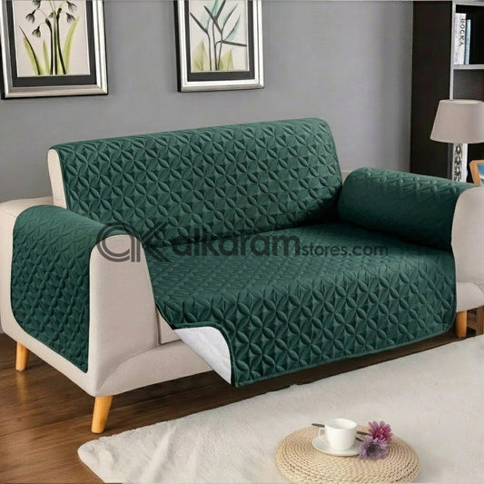 Quilted Dark Green Sofa Cover