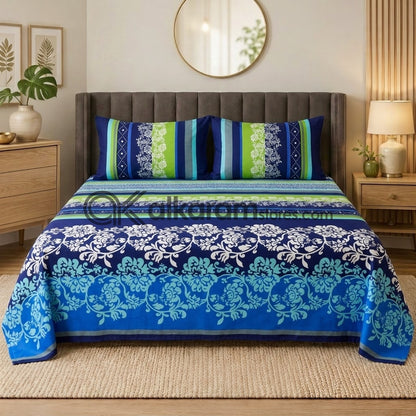 Crystal Cotton 3pc Bedsheet Blue Rhythmic