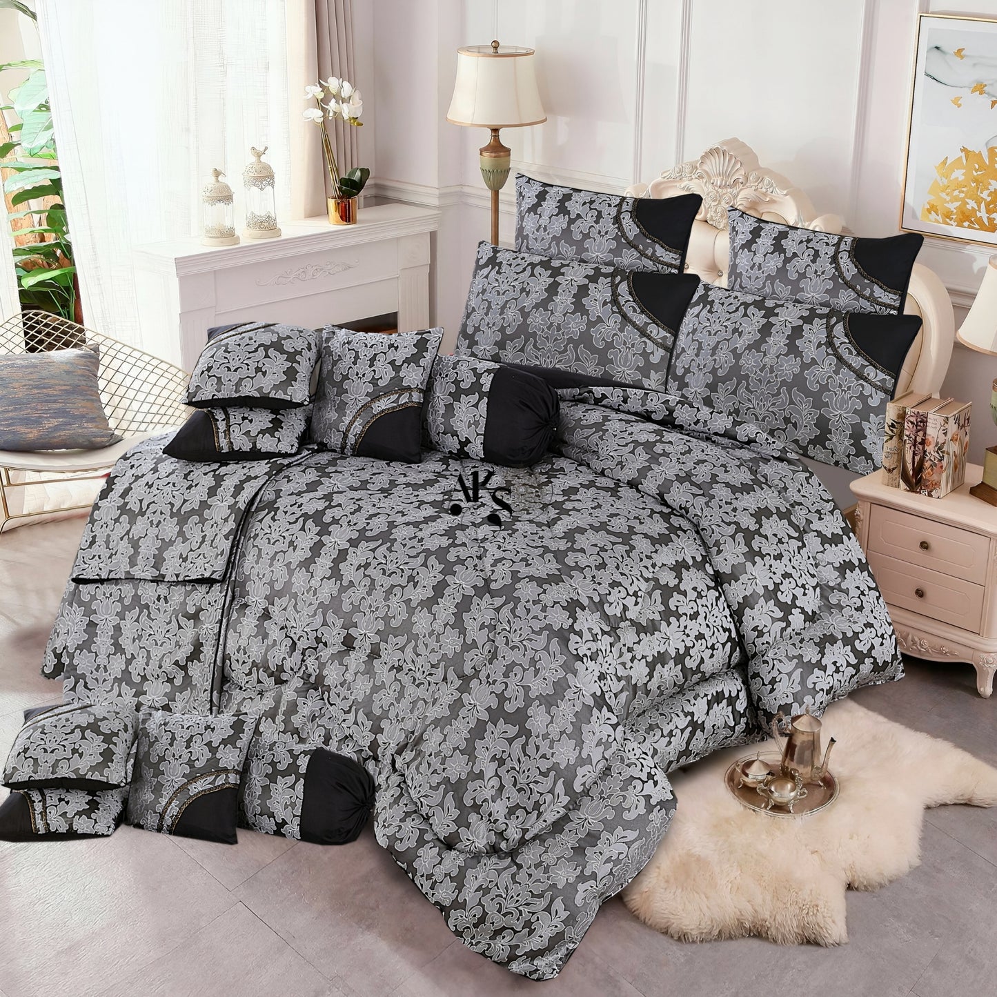 14pc Monochromatic Silver Bridal Set