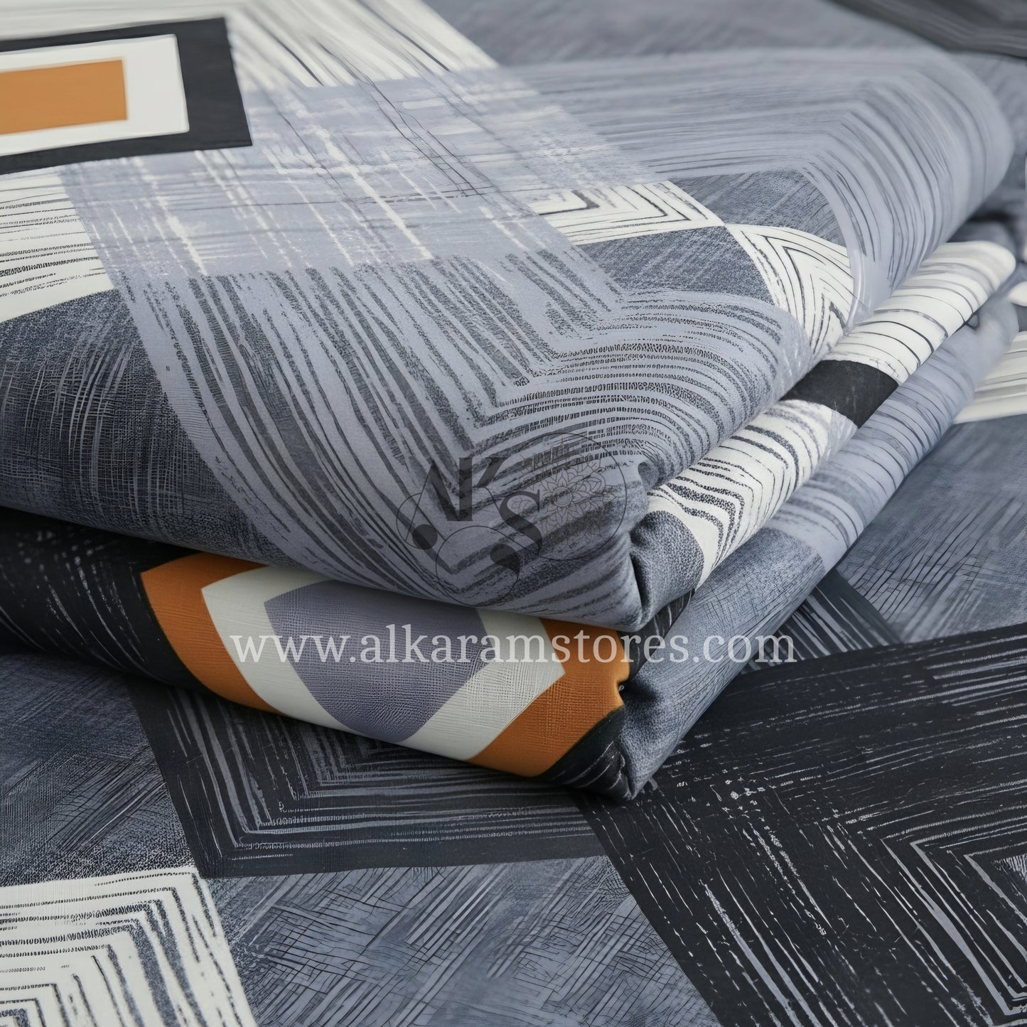 Crystal Cotton 3pc Bedsheet Grey Rhombus