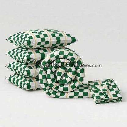 6 PC's Pure Cotton Comforter Set Emerald Track