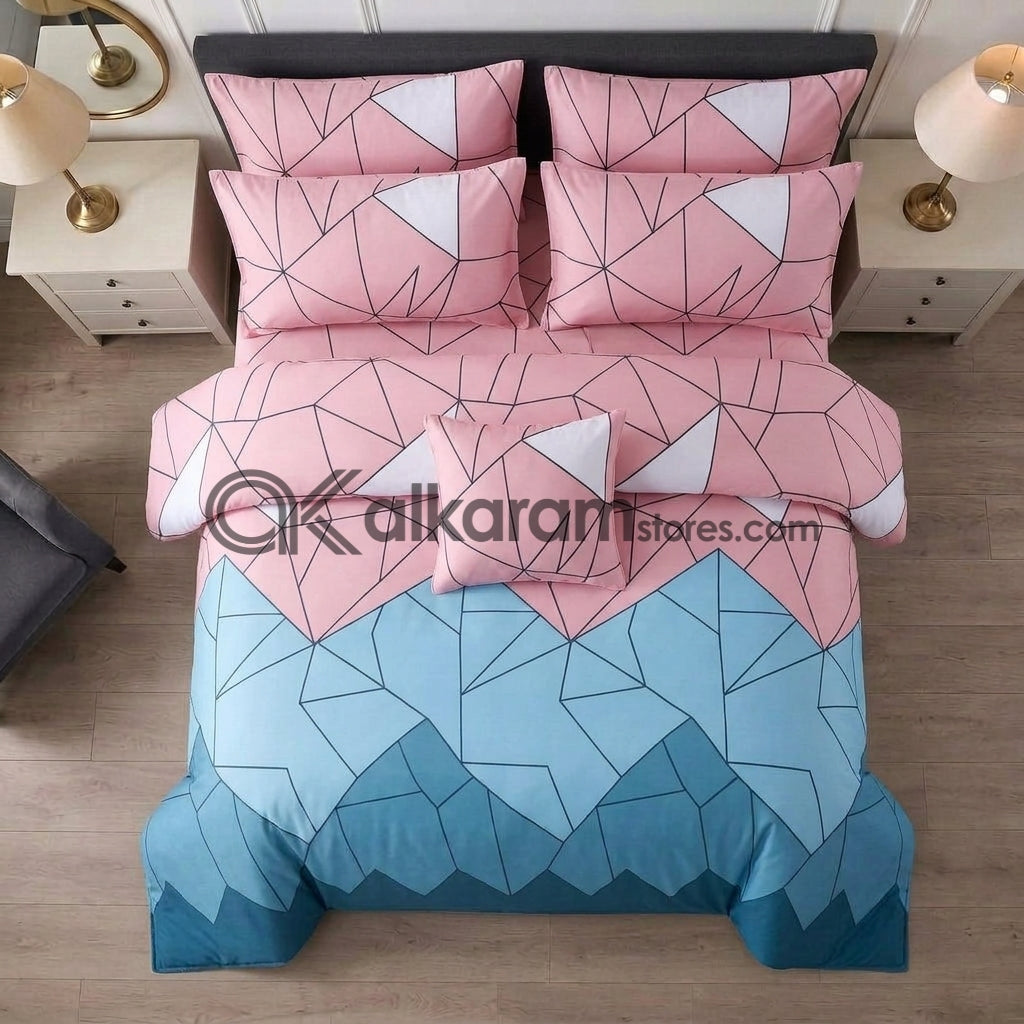 7pc Cotton Comforter Set Abstract Triangle