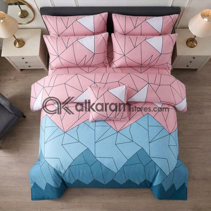 7pc Cotton Comforter Set Abstract Triangle