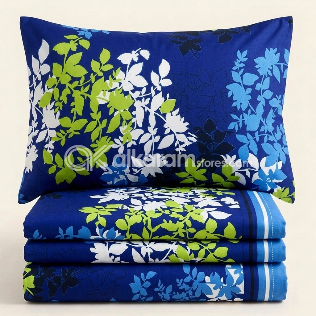 Crystal Cotton 3pc Bedsheet Blue Blaite