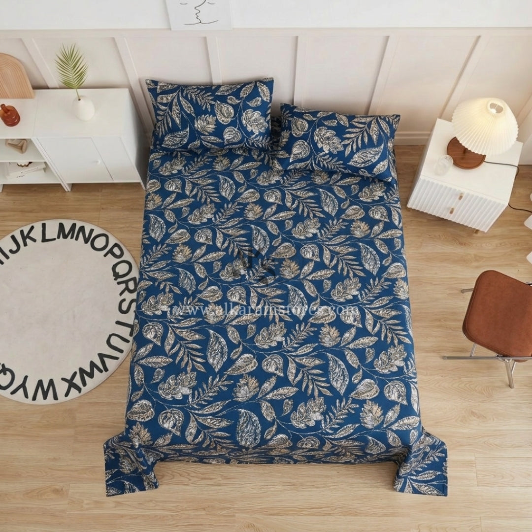 Crystal Cotton 3pc Bedsheet Blue Fern