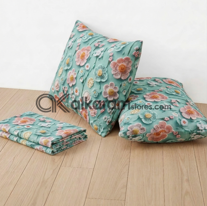 Pure Cotton 3pc Bedsheet Aqua Blossom