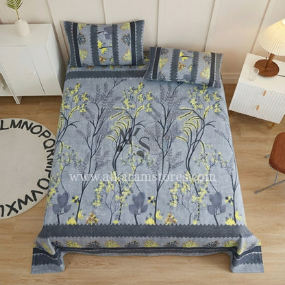Crystal Cotton 3pc Bedsheet Grey Blossom