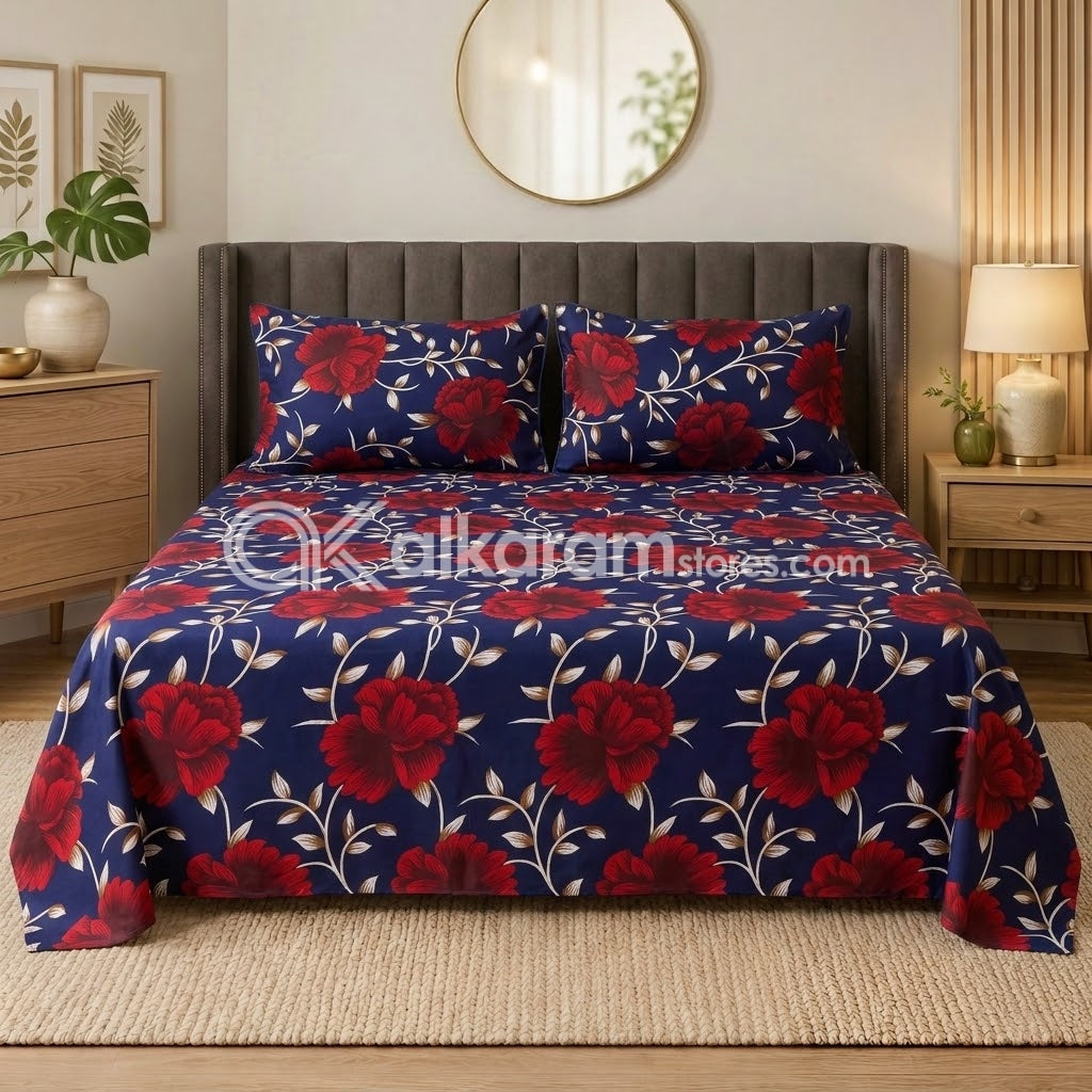 Crystal Cotton 3pc Bedsheet Wine Rose
