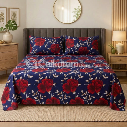 Crystal Cotton 3pc Bedsheet Wine Rose