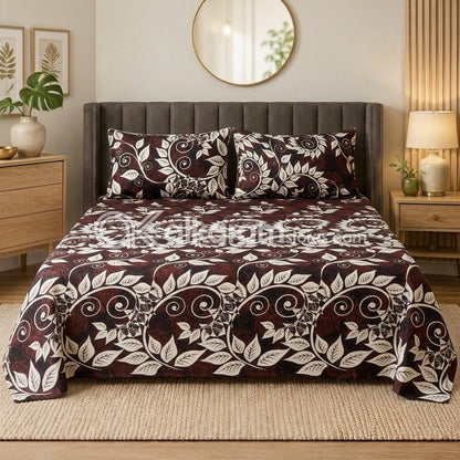 Crystal Cotton 3pc Bedsheet Brown Laite