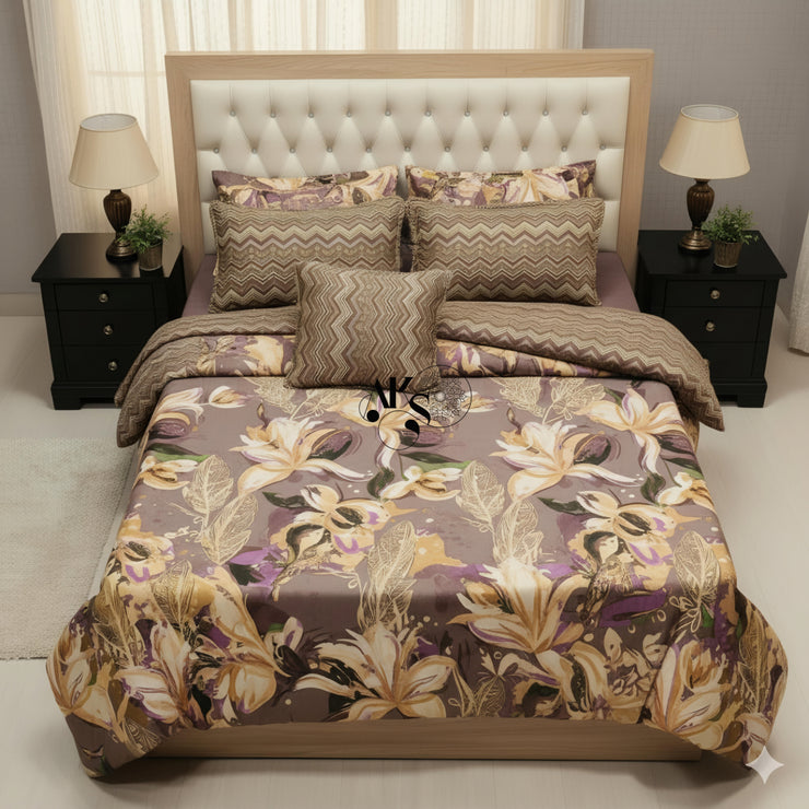 7pc Cotton Comforter Set - Brown Chevron