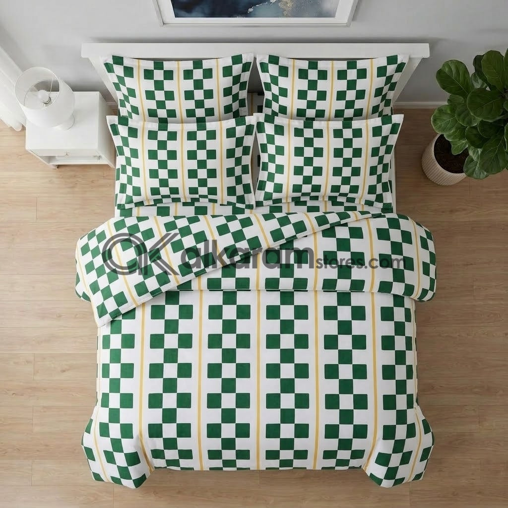 6 PC's Pure Cotton Comforter Set Emerald Track