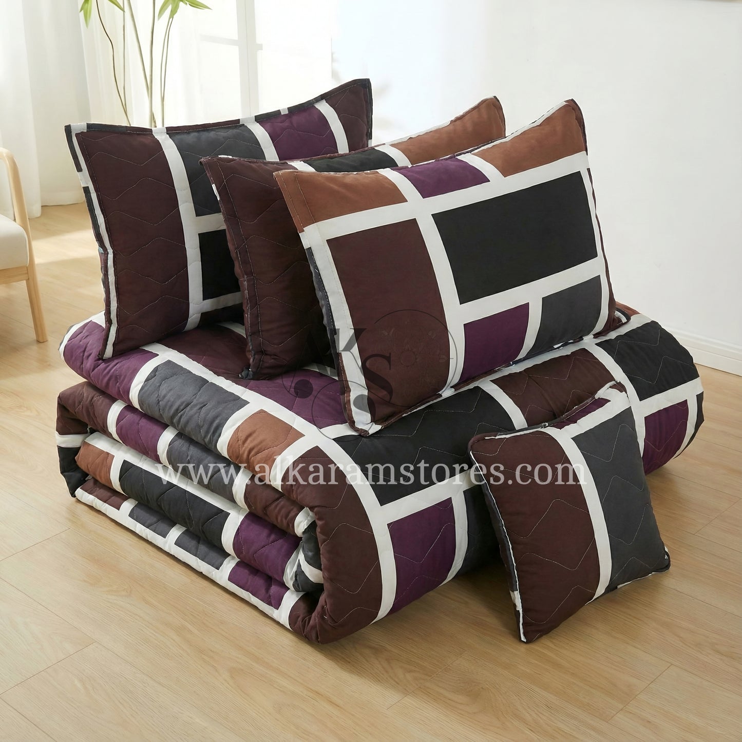 7pc Cotton Comforter Set Mehrage Bricks