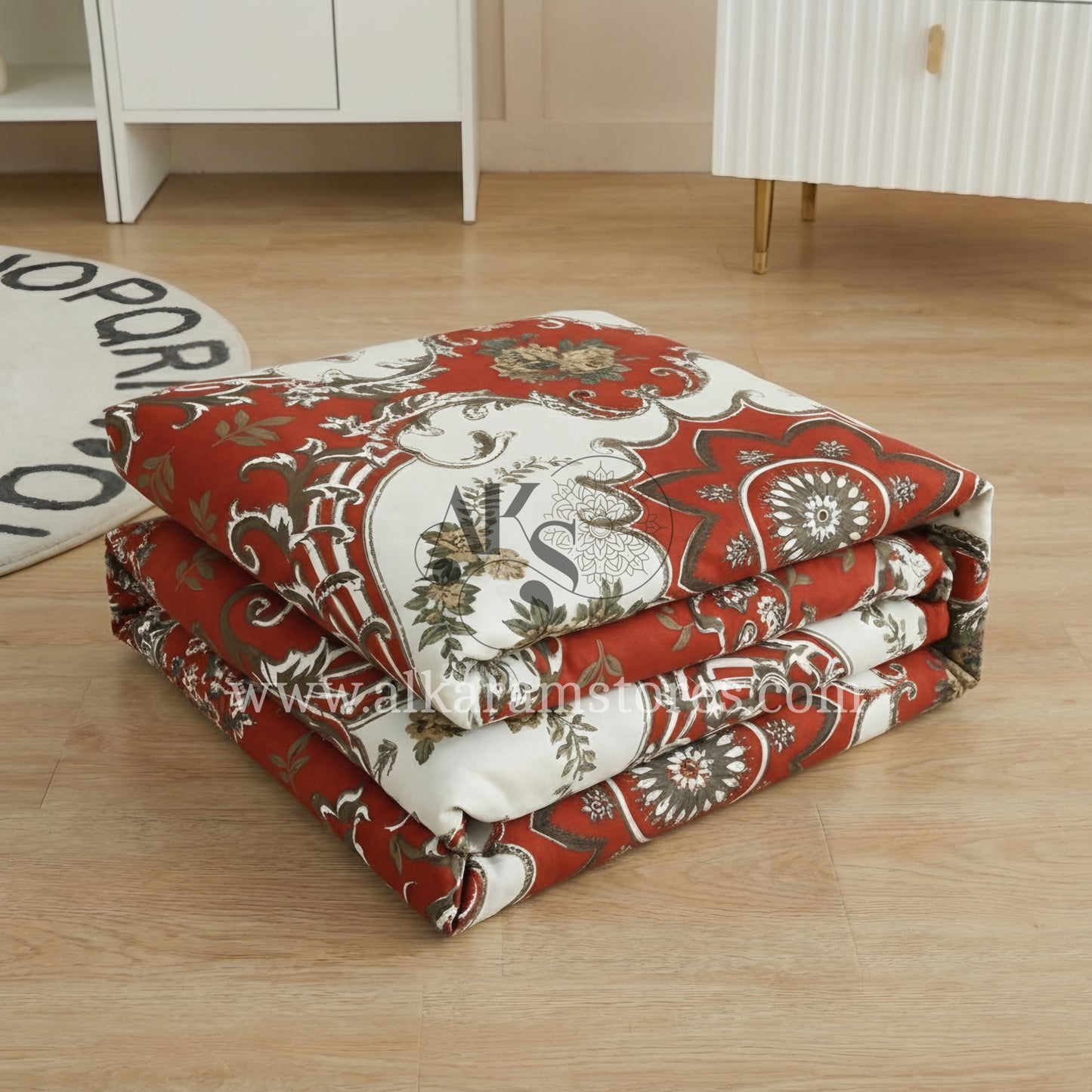 Crystal Cotton 3pc Bedsheet Red Ogee