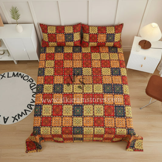 Crystal Cotton 3pc Bedsheet Rainbow Square