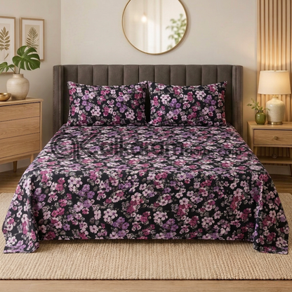 Pure Cotton 3pc Bedsheet Berry Shadow
