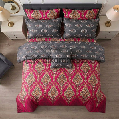 7pc CottonComforter Set Pink Crystal