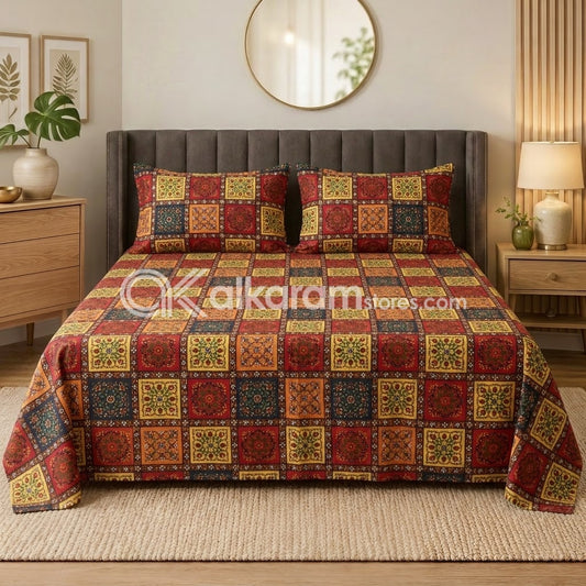 Crystal Cotton 3pc Bedsheet Rainbow Square