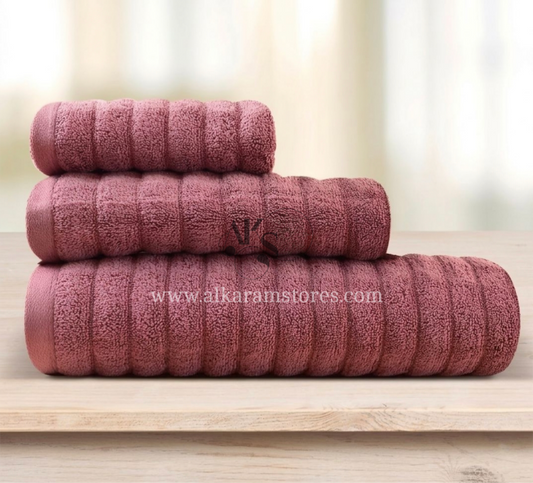 Fluffy Pink Towel Set of 3