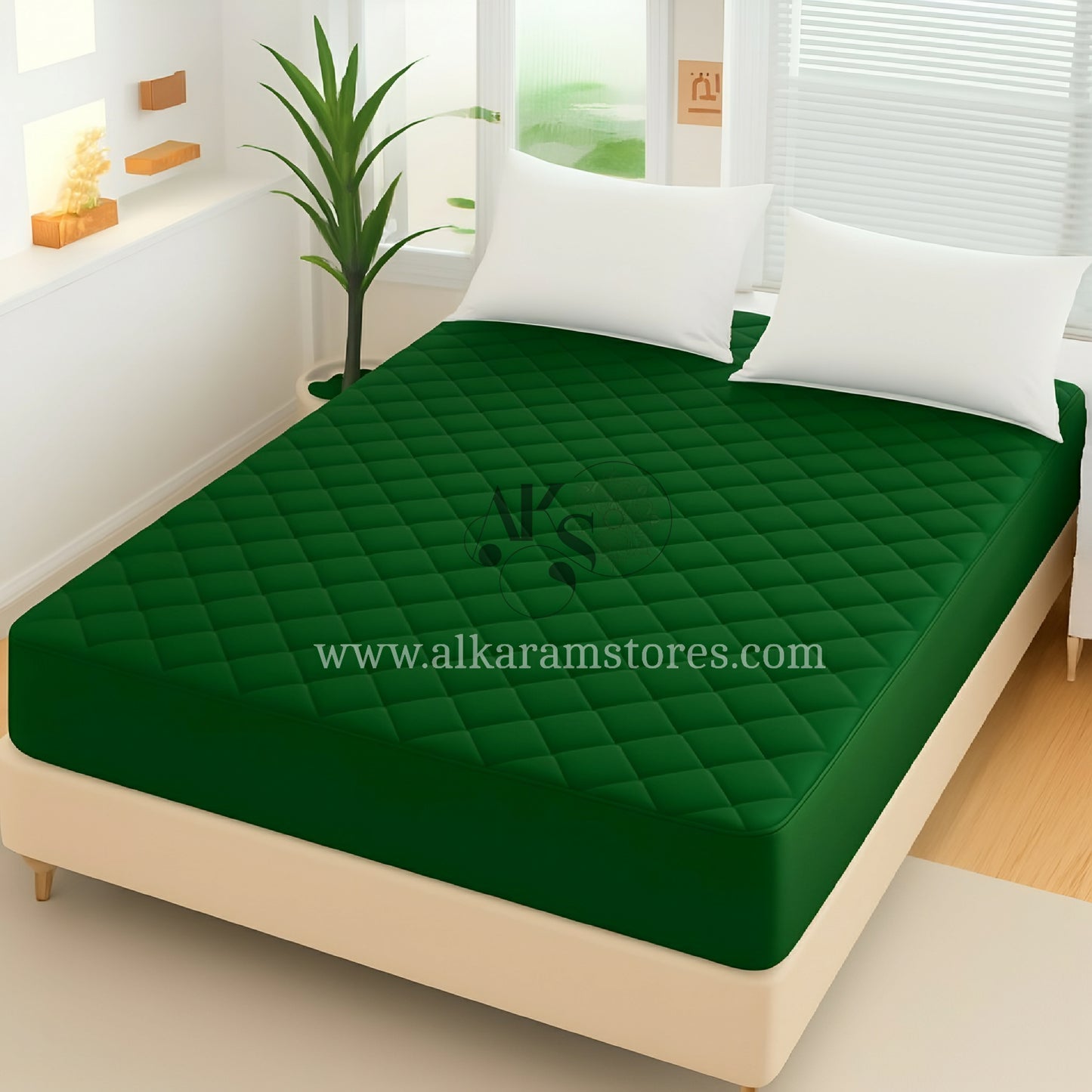 Green Quilted Mattress Protector