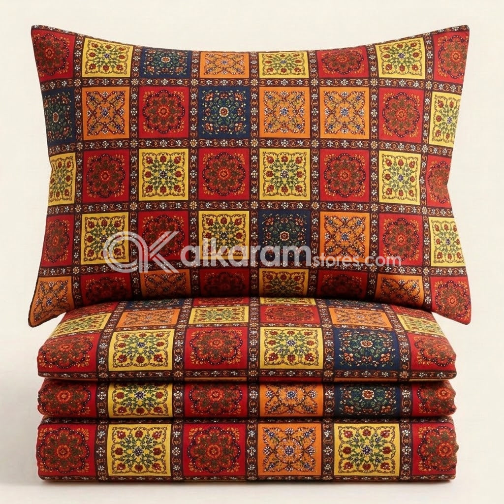 Crystal Cotton 3pc Bedsheet Rainbow Square
