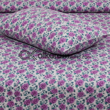 Pure Cotton 3pc Bedsheet Lavender Flora