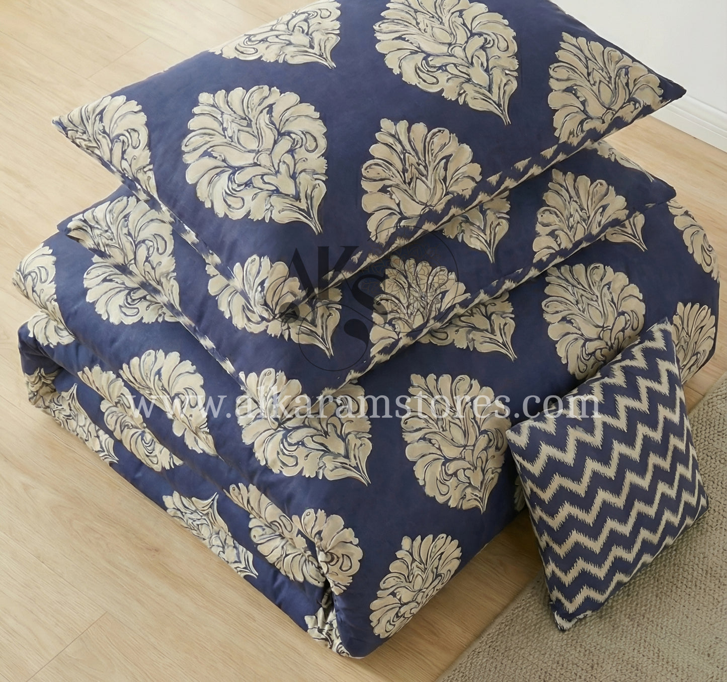 7pc Cotton Comforter Set White Droplet