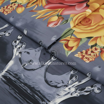 Crystal Cotton 3pc Bedsheet Grey Drops