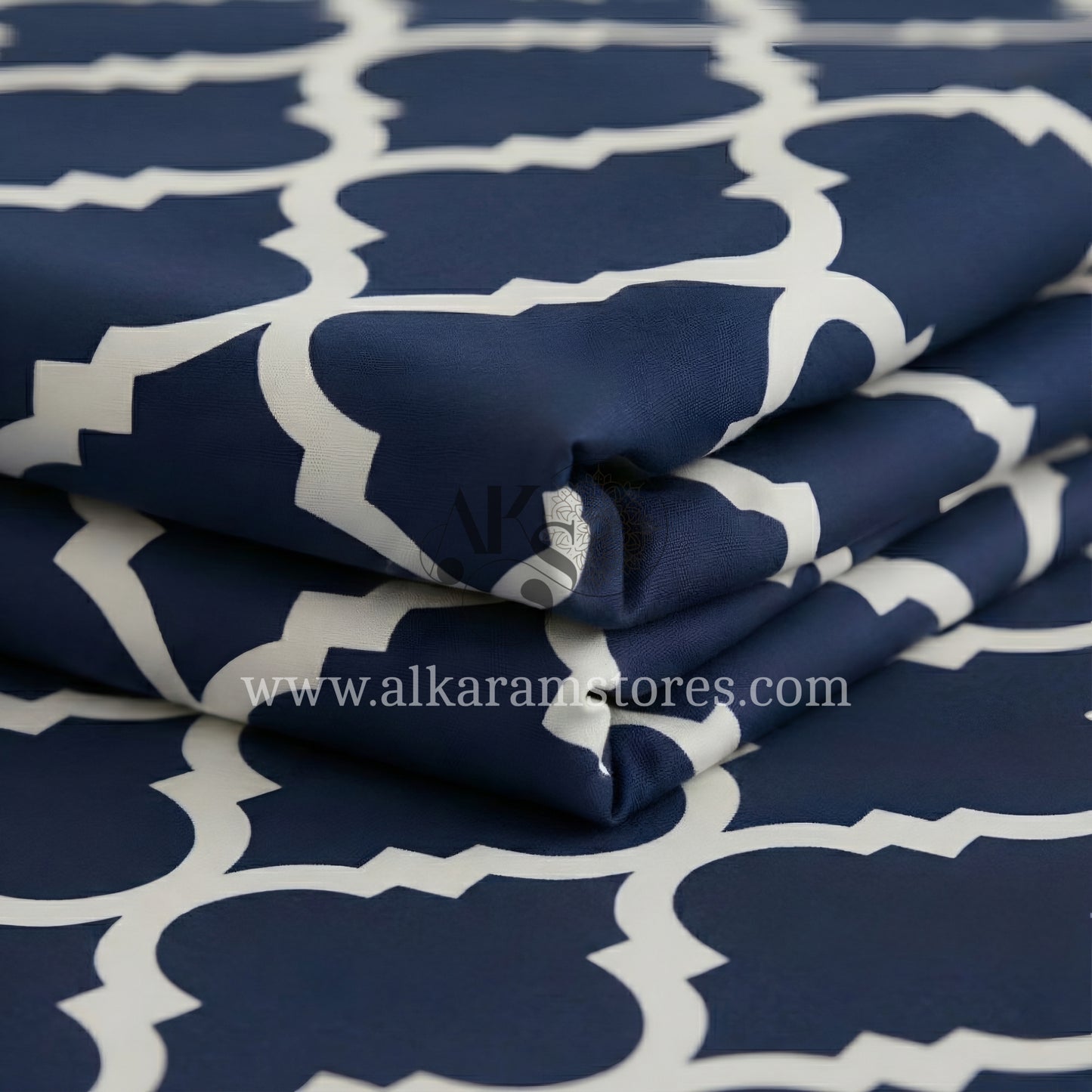 Crystal Cotton 3pc Bedsheet Blue Moroccan