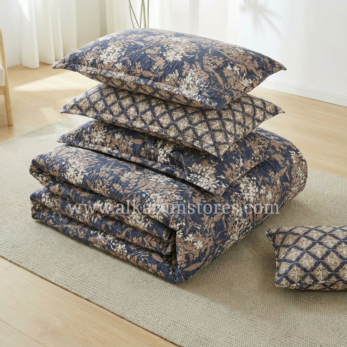 7pc Cotton Comforter Set Modern Botanical