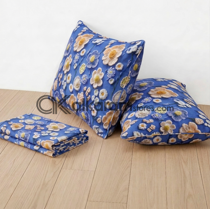 Pure Cotton 3pc Bedsheet Blue Marigold