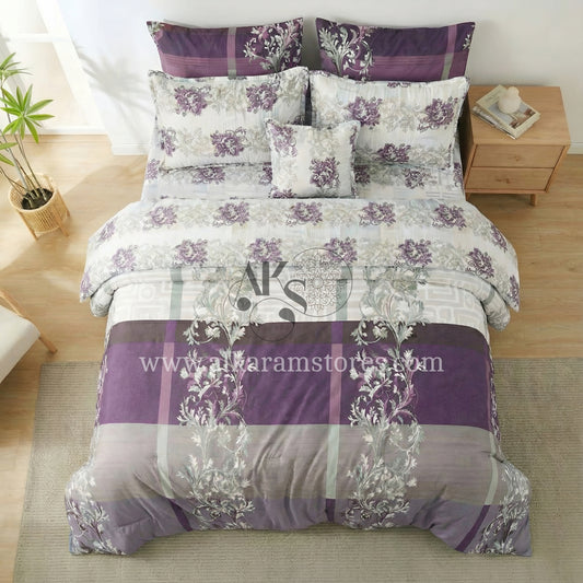 7pc CottonComforter Set Purple Berry