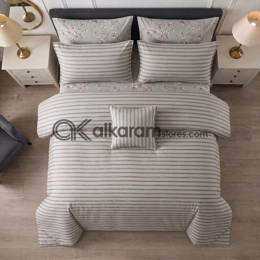 7pc Cotton Comforter Set Dusty Rose