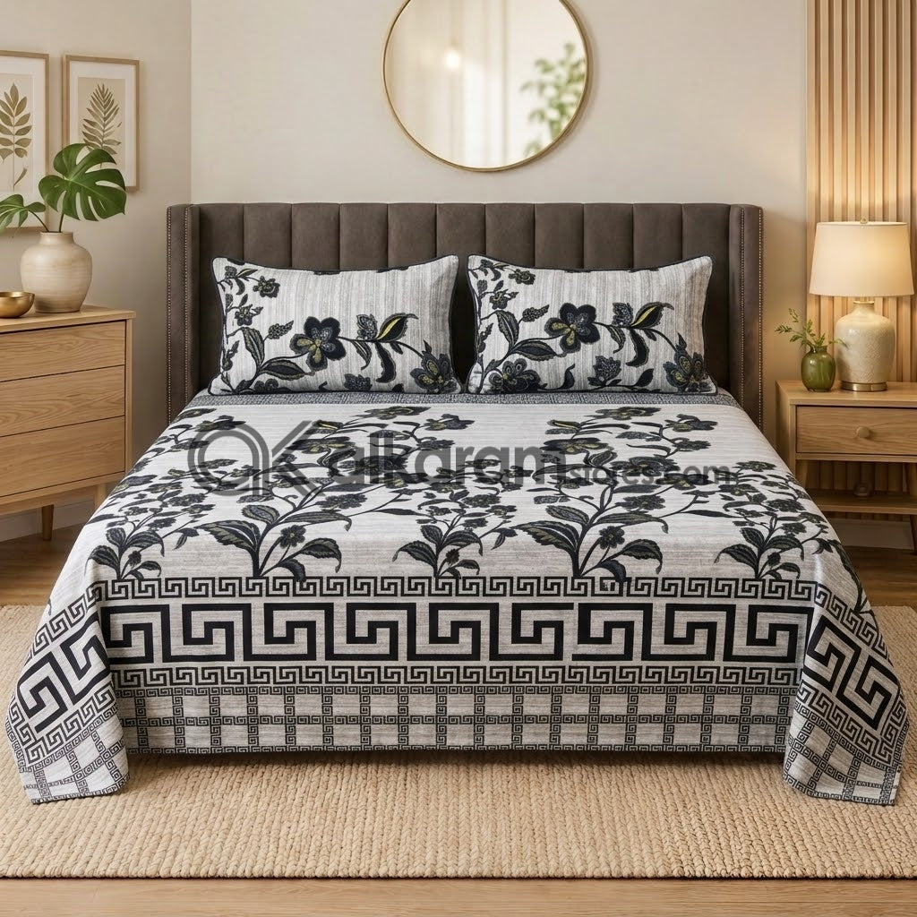 Crystal Cotton 3pc Bedsheet Black Mocha
