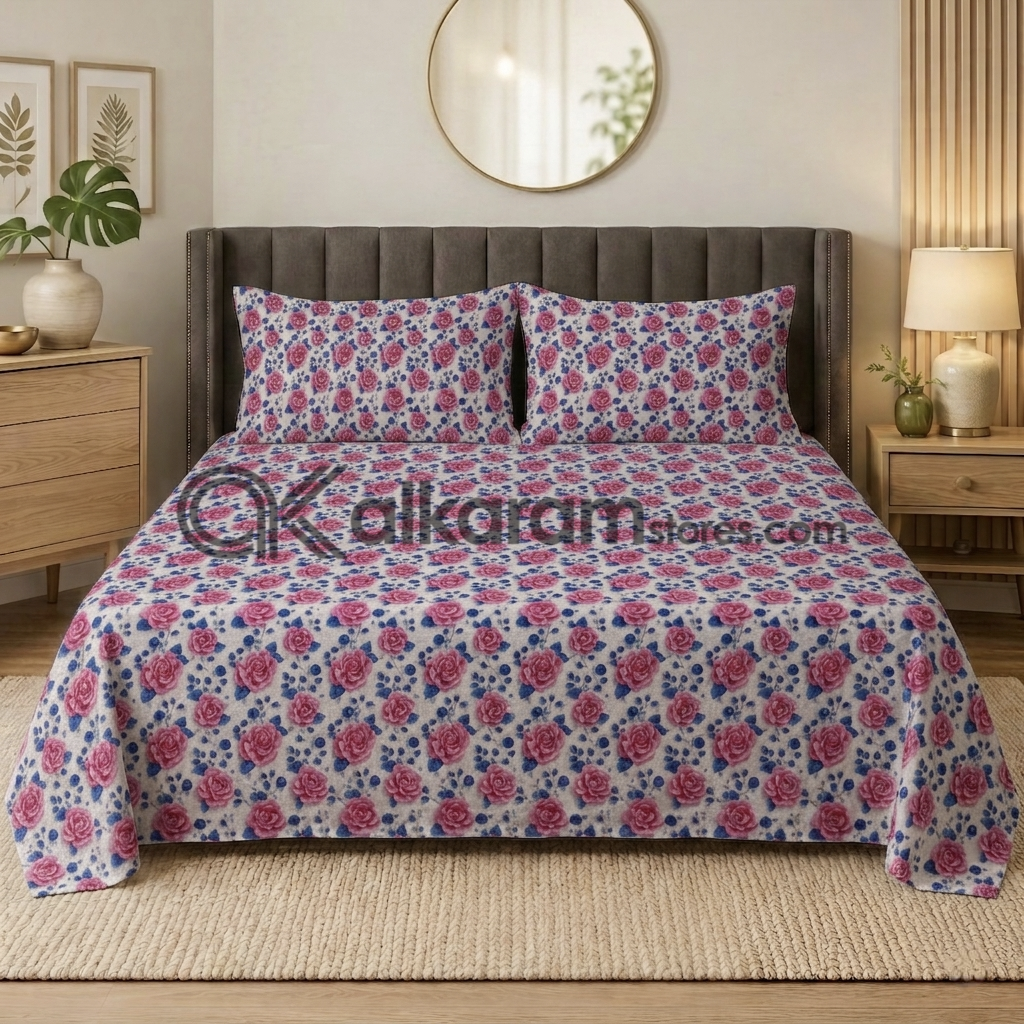 Pure Cotton 3pc Bedsheet Rose Blush
