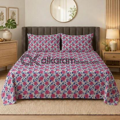 Pure Cotton 3pc Bedsheet Rose Blush