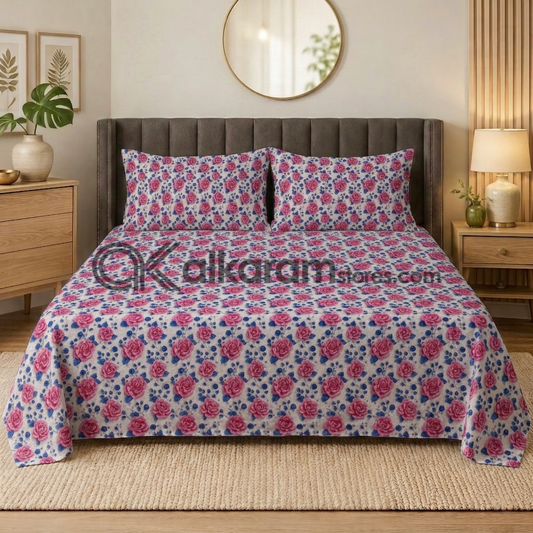 Pure Cotton 3pc Bedsheet Rose Blush