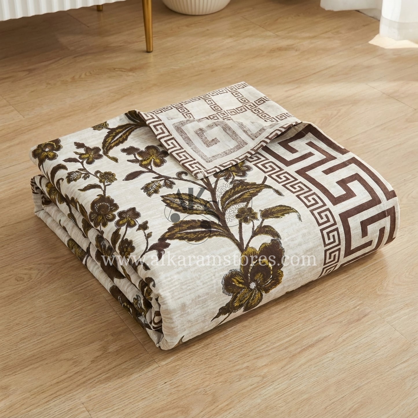 Crystal Cotton 3pc Bedsheet Mocha Leaves