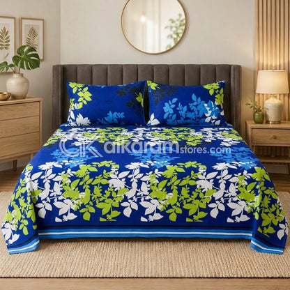 Crystal Cotton 3pc Bedsheet Blue Blaite
