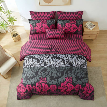7pc Cotton Comforter Set Purple Chevron