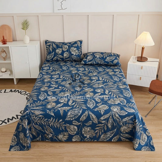 Crystal Cotton 3pc Bedsheet Blue Fern